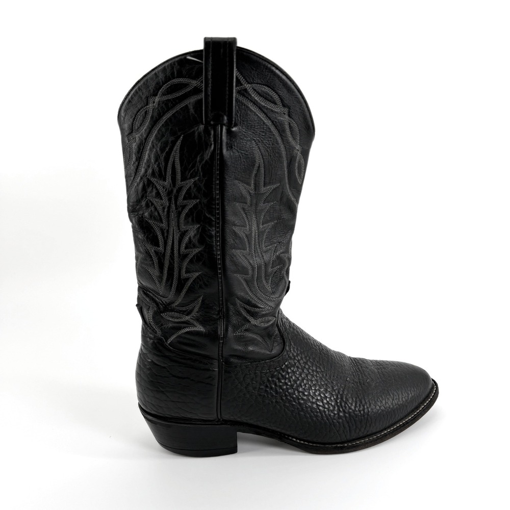 VTG Tony Lama VM2952 Black Bullhide Leather Vaquero Cowboy Boots El Paso Men 11D